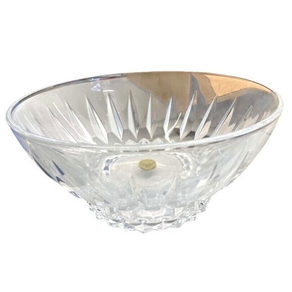 French Cristal D'Arques Clear Lead Crystal Glass Bowl Geometric Design - Picture 3 of 5